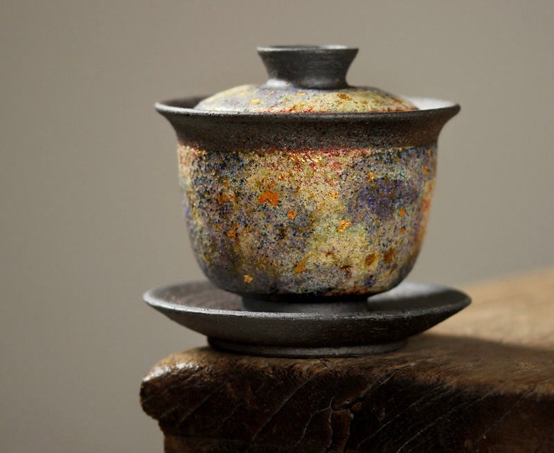Lava Glazed Lidded Tea Bowl