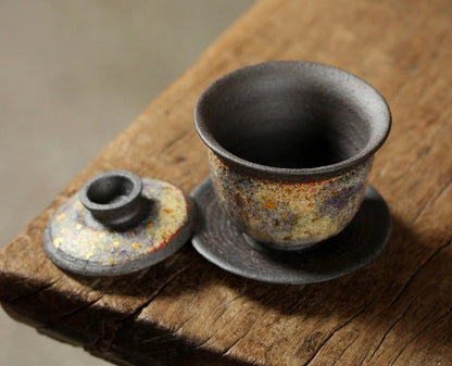 Lava Glazed Lidded Tea Bowl