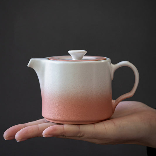 Gradient Pink & White Rough Ceramic Teapot