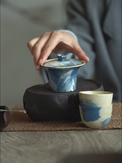Underglaze Colored Lidded Tea Bowl